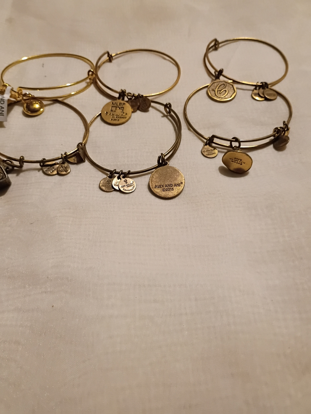 Alex and Ani Gold Tone Charm Bangle Set - Gold Lot Of 6
